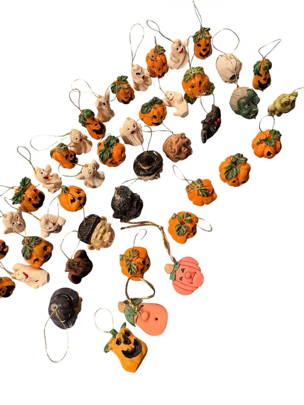 Halloween Vintage 40+ Miniature Ornaments Pumpkins Ghosts Monsters Witches Bats